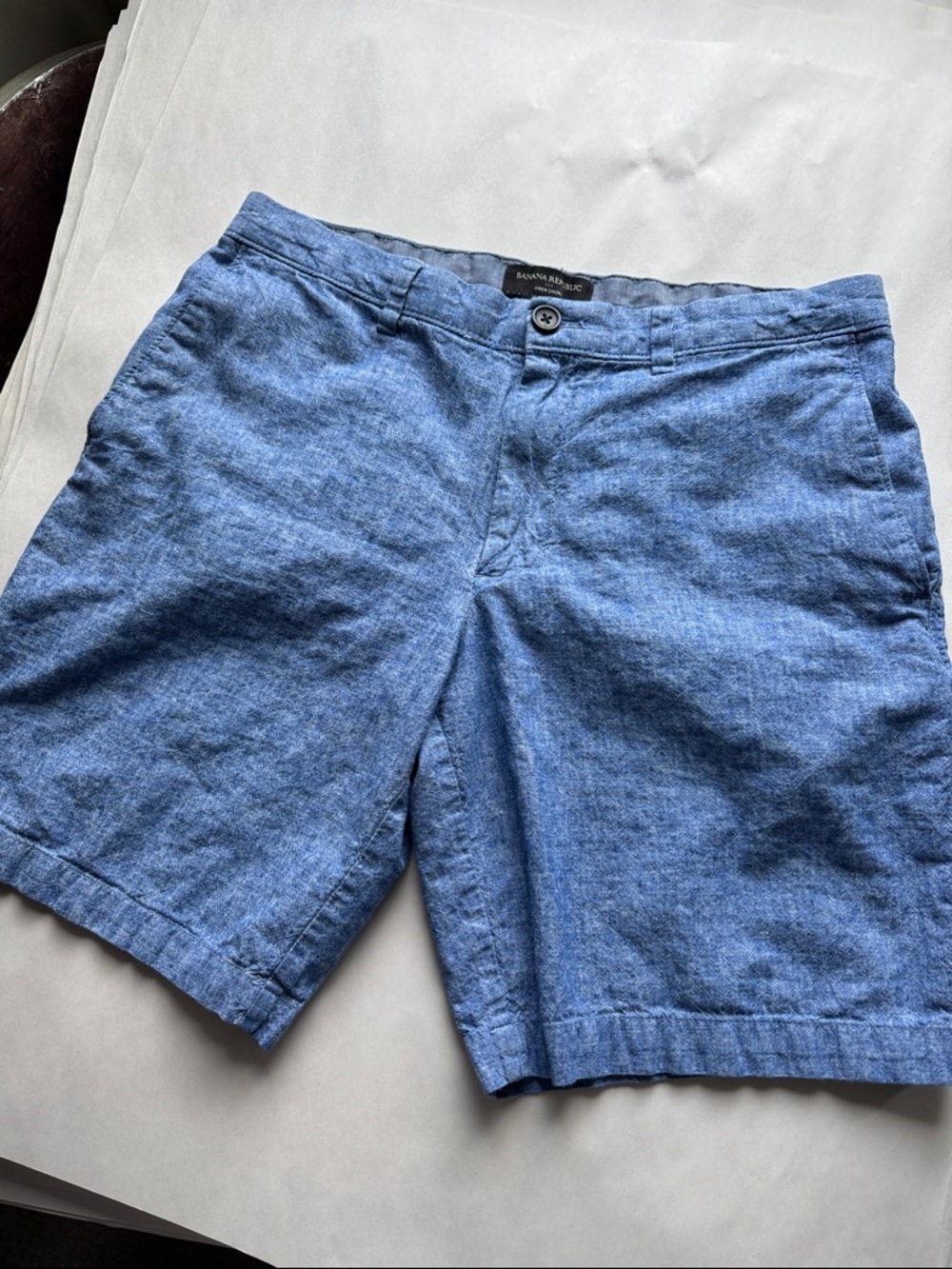 Banana Republic Aiden Shorts Mens 32 Cotton 9’ inseam Preppy Coastal Beach blue